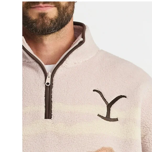 BRAND NEW Yellowstone Men's Faux Shearling Quarter-Zip Jacket - Picture 4 of 7